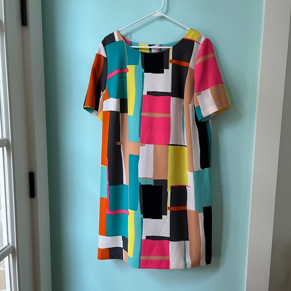 Gibson Latimer Color Burst Block Retro Mod Shift Dress - Picture 4 of 10